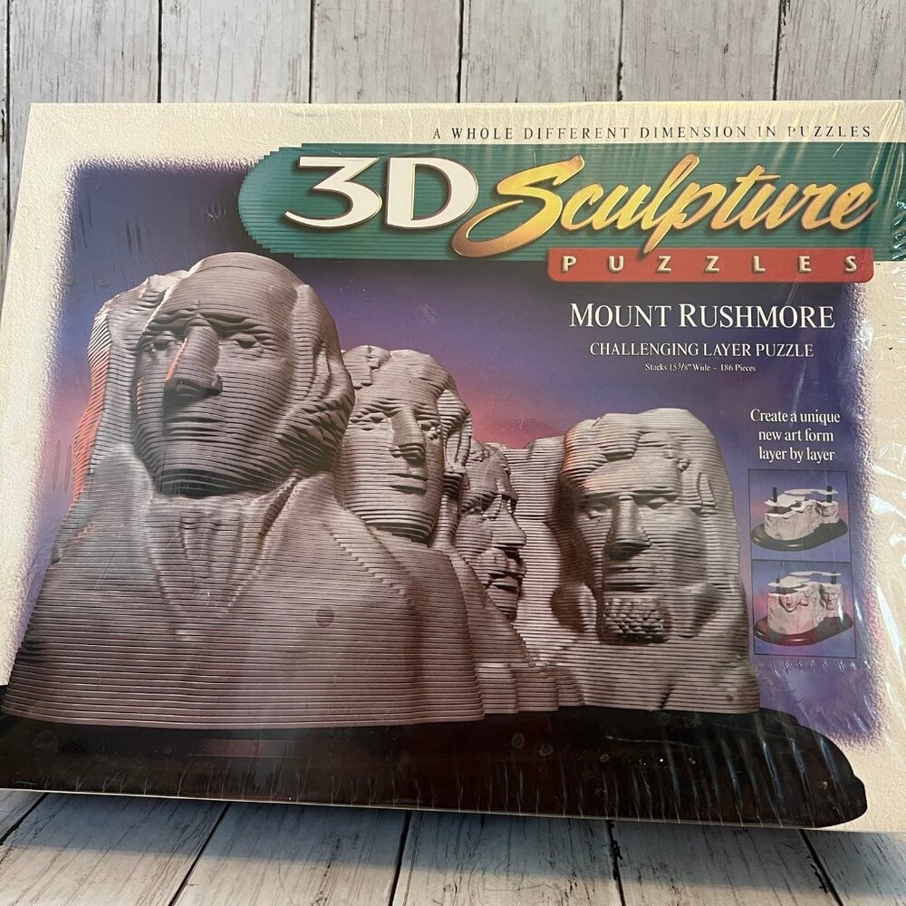 3D Sculpture Puzzles Mount Rushmore Challenging Layer Puzzle 1998 New and Sealed